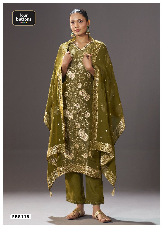 FOUR BUTTONS PRESENT READYMADE BEAUTIFUL ELEGANCE 3 PCS COMBO SET SUITS EXPORTER