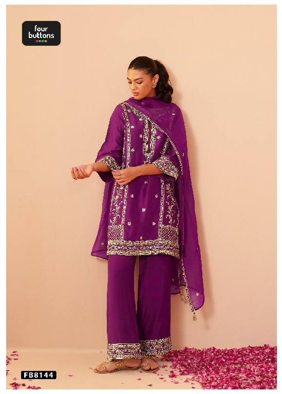 FOUR BUTTONS PRESENT READYMADE BEAUTIFUL ELEGANCE 3 PCS COMBO SET SUITS EXPORTER