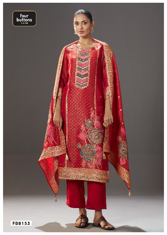 FOUR BUTTONS PRESENT READYMADE BEAUTIFUL ELEGANCE 3 PCS COMBO SET SUITS EXPORTER