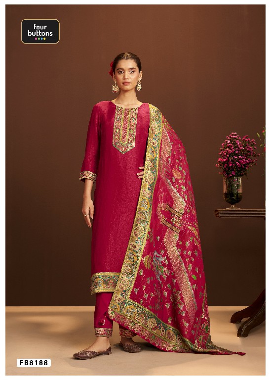 FOUR BUTTONS PRESENT READYMADE BEAUTIFUL ELEGANCE 3 PCS COMBO SET SUITS EXPORTER