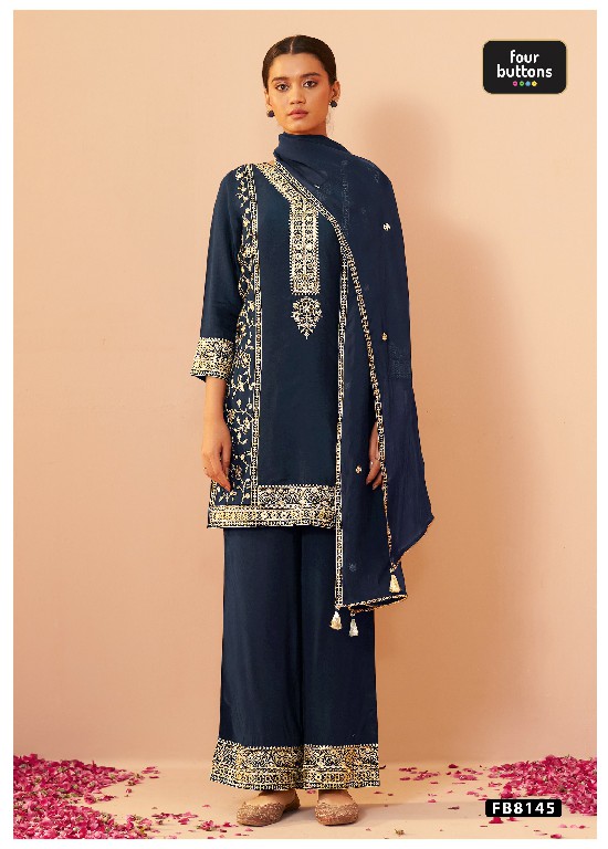 FOUR BUTTONS PRESENT READYMADE BEAUTIFUL ELEGANCE 3 PCS COMBO SET SUITS EXPORTER