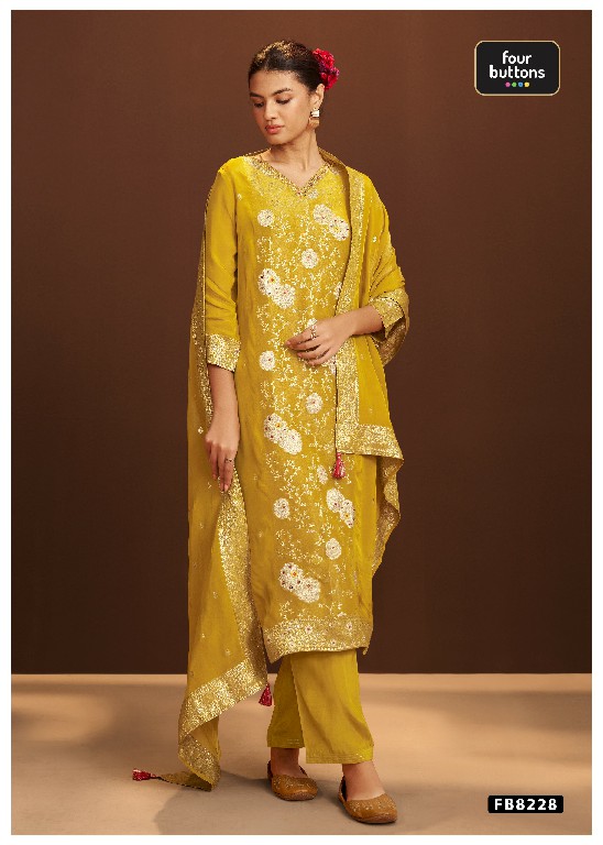 FOUR BUTTONS PRESENT READYMADE BEAUTIFUL ELEGANCE 3 PCS COMBO SET SUITS EXPORTER