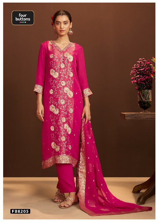 FOUR BUTTONS PRESENT READYMADE BEAUTIFUL ELEGANCE 3 PCS COMBO SET SUITS EXPORTER