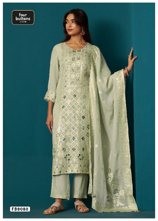 FOUR BUTTONS PRESENT READYMADE BEAUTIFUL ELEGANCE 3 PCS COMBO SET SUITS EXPORTER