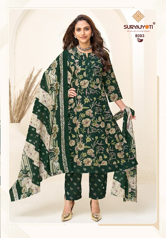 SURYAJYOTI RASHI VOL 8 WHOLESALE READYMADE PURE COTTON PRINTED ANARKALI STYLE FANCY 3 PCS SUITS SUPPLIER