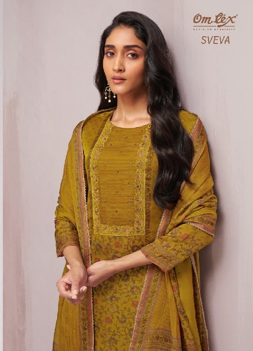 OMTEX SVEVA WHOLESALE ORGANZA TWILL CLASSIC UNSTITCH SALWAR SUITS SUPPLIER