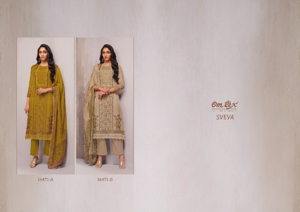 OMTEX SVEVA WHOLESALE ORGANZA TWILL CLASSIC UNSTITCH SALWAR SUITS SUPPLIER