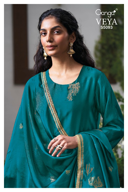 GANGA VEYA S5093 WHOLESALE PURE VISCOSE WOVEN SILK JACQUARD UNSTITCH SALWAR SUITS EXPORTER