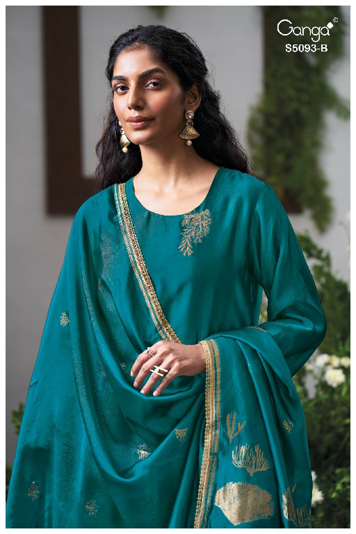 GANGA VEYA S5093 WHOLESALE PURE VISCOSE WOVEN SILK JACQUARD UNSTITCH SALWAR SUITS EXPORTER
