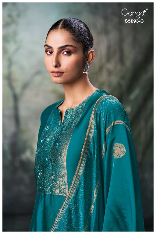 GANGA VEYA S5093 WHOLESALE PURE VISCOSE WOVEN SILK JACQUARD UNSTITCH SALWAR SUITS EXPORTER