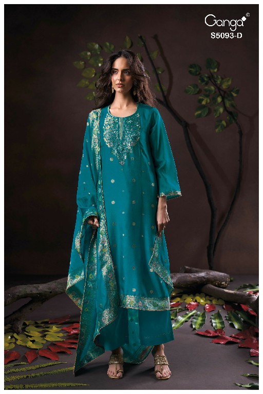GANGA VEYA S5093 WHOLESALE PURE VISCOSE WOVEN SILK JACQUARD UNSTITCH SALWAR SUITS EXPORTER
