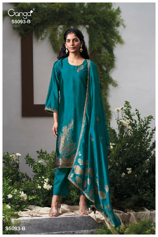 GANGA VEYA S5093 WHOLESALE PURE VISCOSE WOVEN SILK JACQUARD UNSTITCH SALWAR SUITS EXPORTER