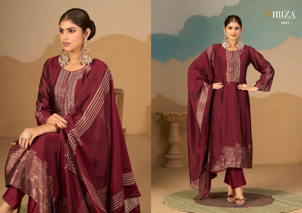 IBIZA NOORANI WHOLESALE PURE BANGLORY SILK JACQUARD FESTIVE LOOK UNSTITCH SALWAR SUITS SUPPLIER