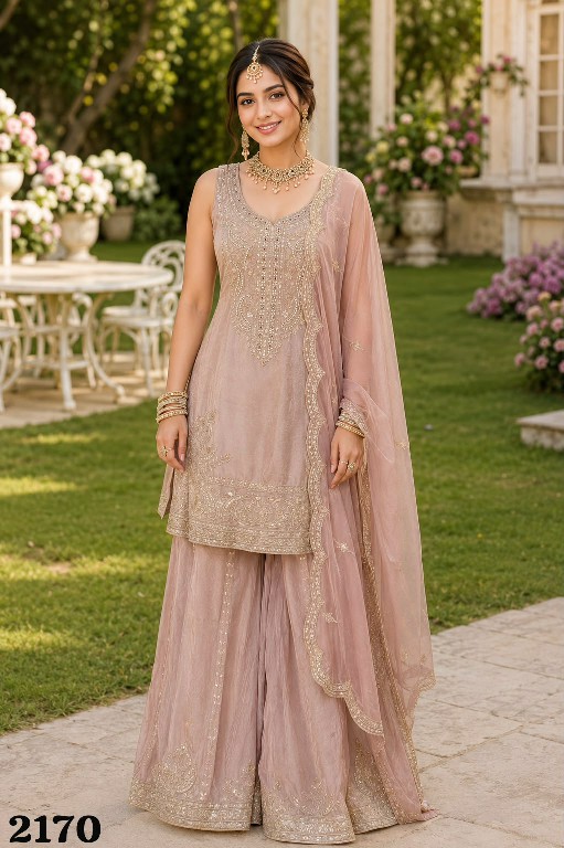 MRUDANGI VERONICA WHOLESALE READYMADE REAL SIMAR SILK PARTY WEAR PLAZZO STYLE 3 PCS SUITS EXPORTER