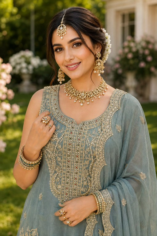 MRUDANGI VERONICA WHOLESALE READYMADE REAL SIMAR SILK PARTY WEAR PLAZZO STYLE 3 PCS SUITS EXPORTER