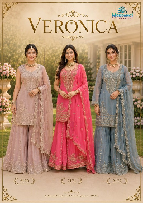 MRUDANGI VERONICA WHOLESALE READYMADE REAL SIMAR SILK PARTY WEAR PLAZZO STYLE 3 PCS SUITS EXPORTER
