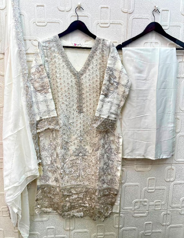 BILQIS D.NO 285A TO 285D WHOLESALE READYMADE CHIFFON HEAVY WORK PAKISTANI 3 PCS SUITS SUPPLIER