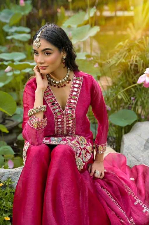 TEXTILEDEAL D.NO 50134 WHOLESALE READYMADE CRUSH SATIN WITH WORK FESTIVE WEAR 3 PCS SUITS EXPORTER