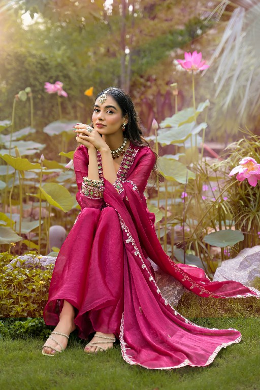TEXTILEDEAL D.NO 50134 WHOLESALE READYMADE CRUSH SATIN WITH WORK FESTIVE WEAR 3 PCS SUITS EXPORTER