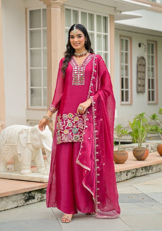 TEXTILEDEAL D.NO 50134 WHOLESALE READYMADE CRUSH SATIN WITH WORK FESTIVE WEAR 3 PCS SUITS EXPORTER