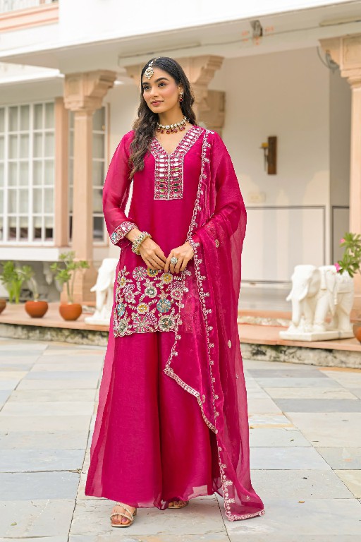TEXTILEDEAL D.NO 50134 WHOLESALE READYMADE CRUSH SATIN WITH WORK FESTIVE WEAR 3 PCS SUITS EXPORTER