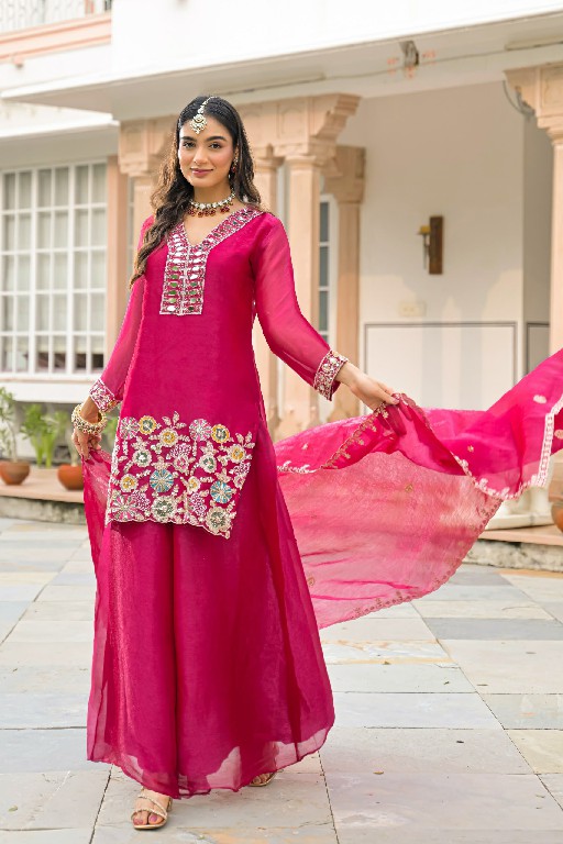 TEXTILEDEAL D.NO 50134 WHOLESALE READYMADE CRUSH SATIN WITH WORK FESTIVE WEAR 3 PCS SUITS EXPORTER