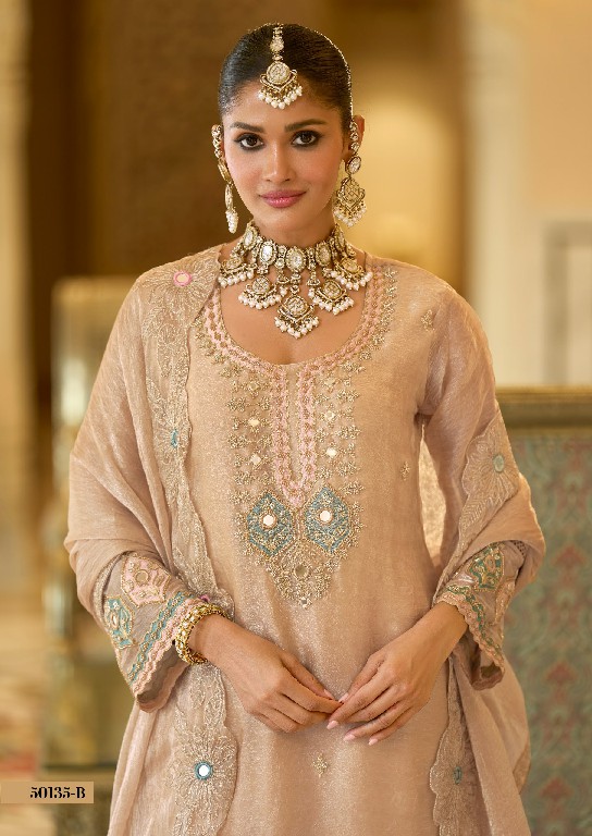 TEXTILEDEAL D.NO 50135-B WHOLESALE READYMADE CRUSH SATIN OCCASION WEAR 3 PCS SUITS FOR WOMEN ONLINE
