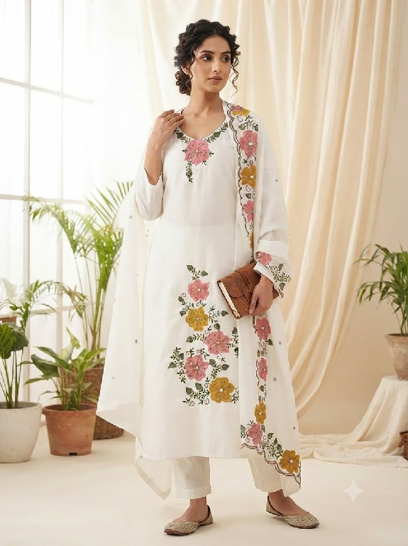 J4U PRESENT READYMADE MUL CHANDERI BEAUTIFUL 3 PCS COMBO SET SUITS SUPPLIER