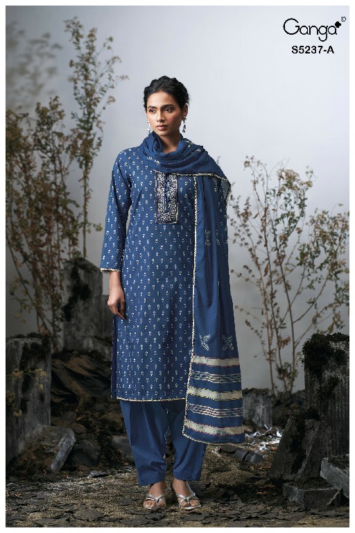 GANGA CAZZIE S5237 WHOLESALE PREMIUM COTTON FANCY DESIGN UNSTITCH SALWAR SUITS SUPPLIER