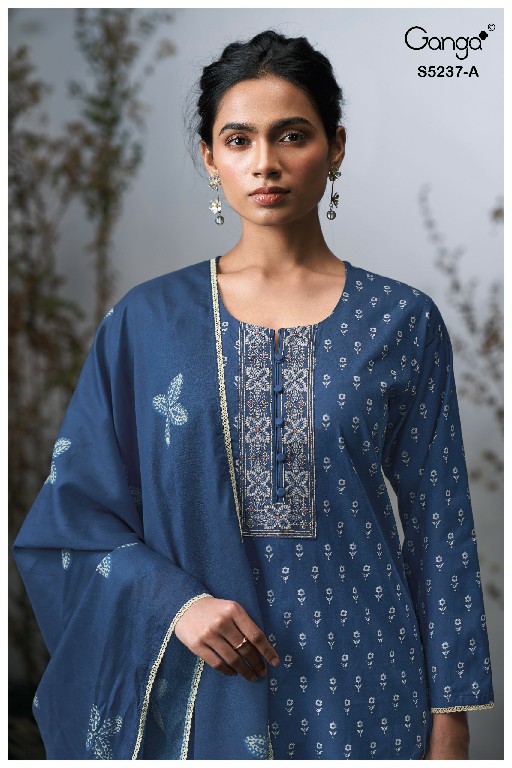 GANGA CAZZIE S5237 WHOLESALE PREMIUM COTTON FANCY DESIGN UNSTITCH SALWAR SUITS SUPPLIER