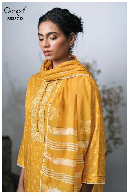 GANGA CAZZIE S5237 WHOLESALE PREMIUM COTTON FANCY DESIGN UNSTITCH SALWAR SUITS SUPPLIER