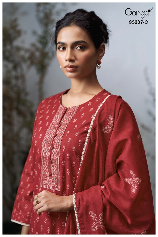 GANGA CAZZIE S5237 WHOLESALE PREMIUM COTTON FANCY DESIGN UNSTITCH SALWAR SUITS SUPPLIER