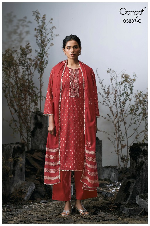 GANGA CAZZIE S5237 WHOLESALE PREMIUM COTTON FANCY DESIGN UNSTITCH SALWAR SUITS SUPPLIER