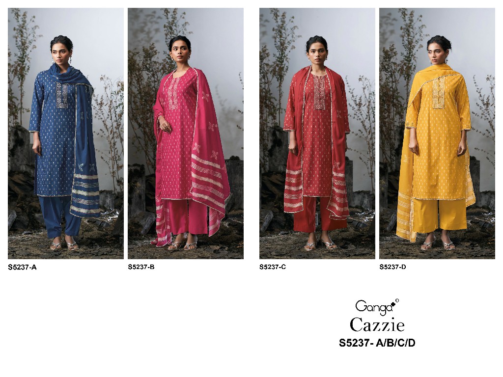 GANGA CAZZIE S5237 WHOLESALE PREMIUM COTTON FANCY DESIGN UNSTITCH SALWAR SUITS SUPPLIER