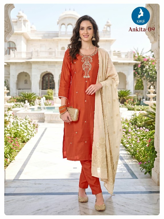 KAYA ANKITA WHOLESALE READYMADE ROMAN GLASS STUNNING LOOK BIG SIZE 3 PCS COMBO SET SUITS EXPORTER