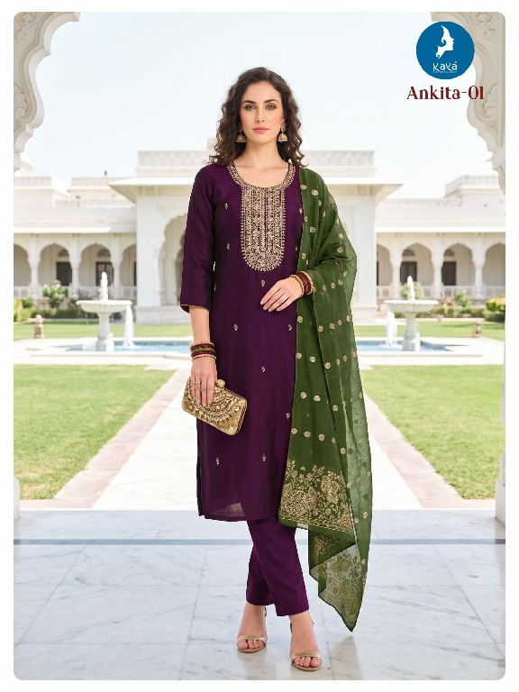 KAYA ANKITA WHOLESALE READYMADE ROMAN GLASS STUNNING LOOK BIG SIZE 3 PCS COMBO SET SUITS EXPORTER