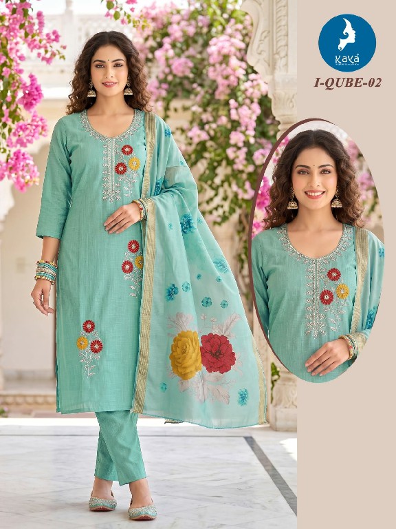 KAYA I-QUBE WHOLESALE READYMADE VERTICAN SILK BIG SIZE ELEGANT STYLE 3 PCS COMBO SET SUITS FOR EXPORT