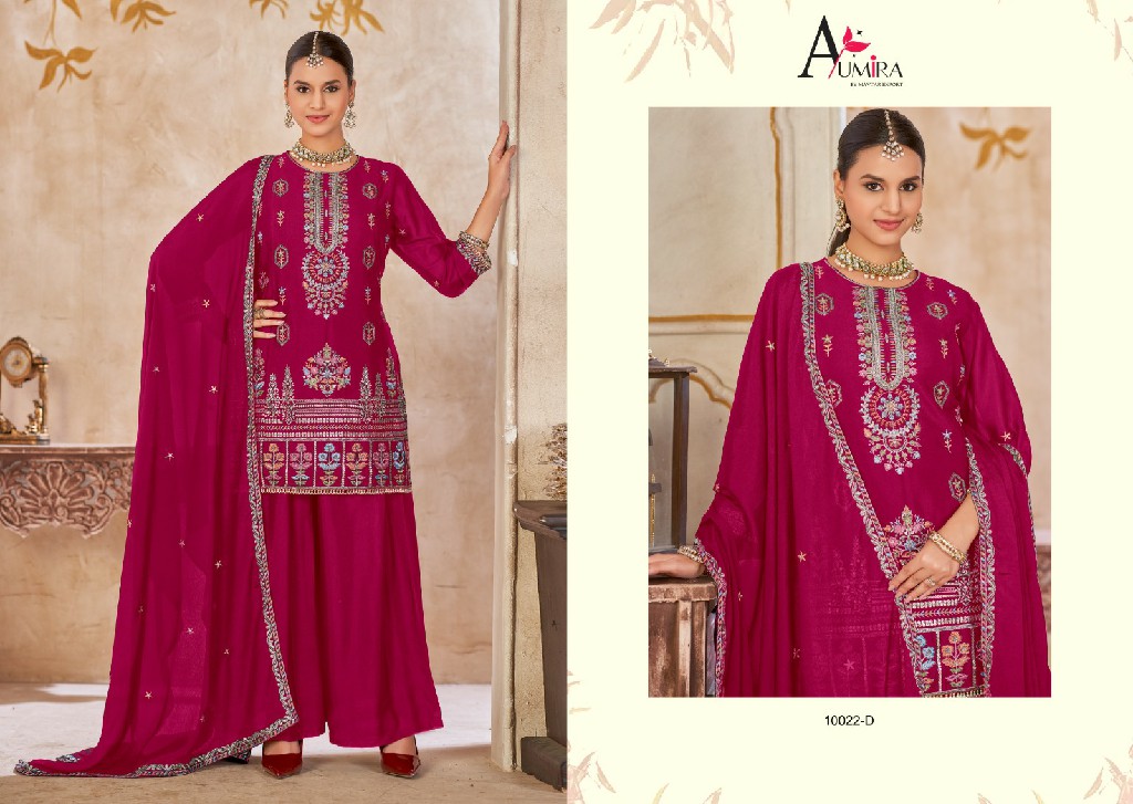 AUMIRA D.NO 10022 WHOLESALE READYMADE CHINON WITH WORK HEAVY DESIGNER 3 PCS SUITS SUPPLIER