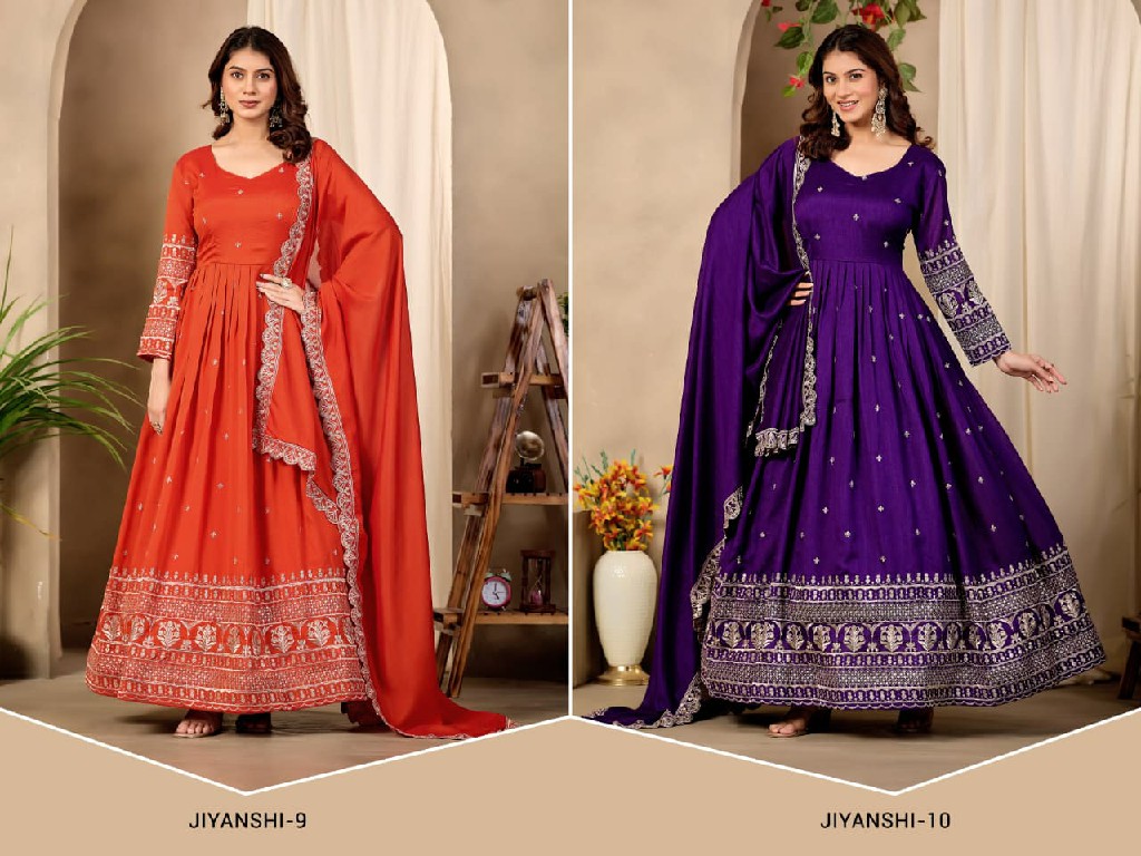 TWISHA JIYANSHI-9 AND 10 WHOLESALE READYMADE ART SILK FESTIVE WEAR GOWN WITH DUPATTA FOR WOMEN ONLINE