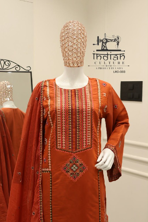 INDIAN CULTURE D.NO LRC-333 WHOLESALE READYMADE PURE COTTON SLUB PAKISTANI BEAUTIFUL 3 PCS SUITS SUPPLIER