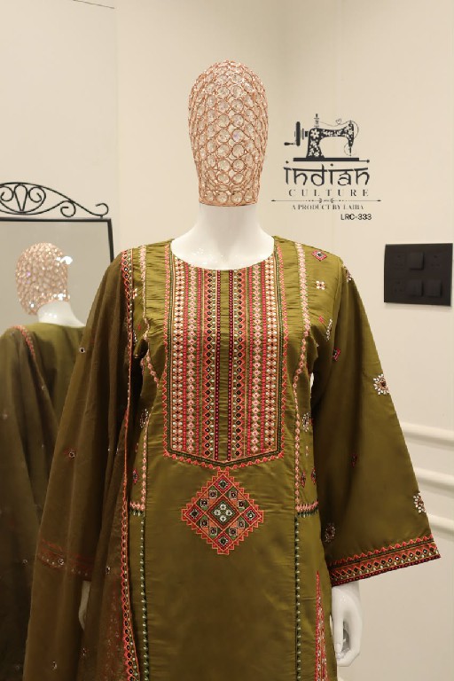 INDIAN CULTURE D.NO LRC-333 WHOLESALE READYMADE PURE COTTON SLUB PAKISTANI BEAUTIFUL 3 PCS SUITS SUPPLIER
