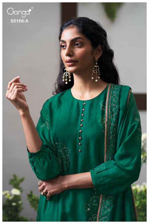 GANGA INES S5166 WHOLESALE PURE BEMBERG RUSSIAN SILK AMAZING UNSTITCH SALWAR SUITS FOR EXPORT