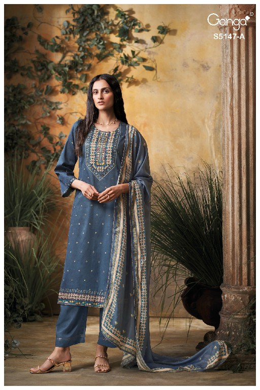 GANGA YUVIKA S5147 WHOLESALE PREMIUM COTTON CLASSIC UNSTITCH SALWAR SUITS SUPPLIER