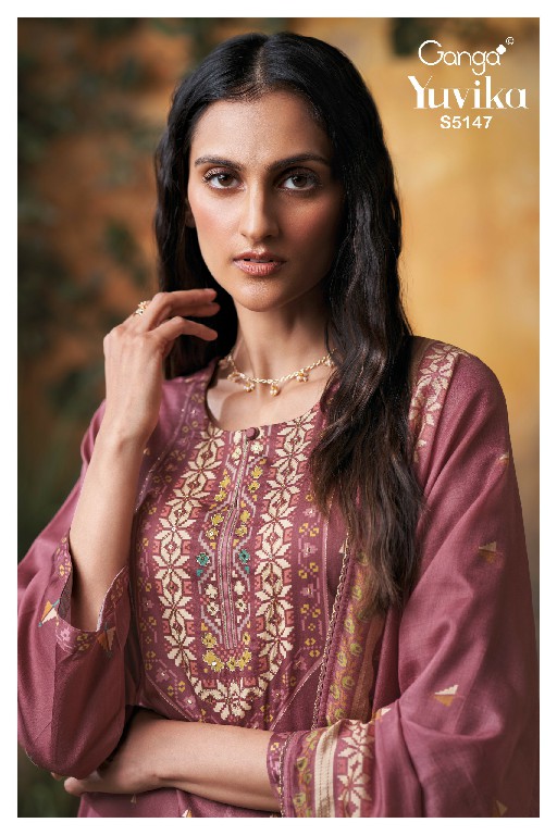 GANGA YUVIKA S5147 WHOLESALE PREMIUM COTTON CLASSIC UNSTITCH SALWAR SUITS SUPPLIER