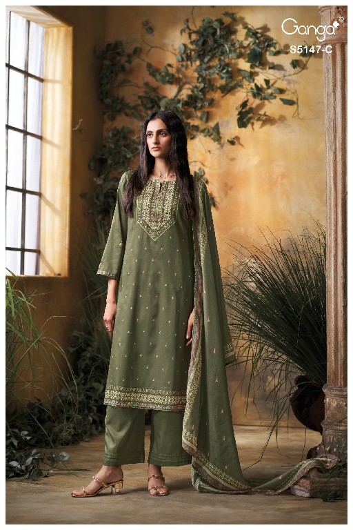 GANGA YUVIKA S5147 WHOLESALE PREMIUM COTTON CLASSIC UNSTITCH SALWAR SUITS SUPPLIER