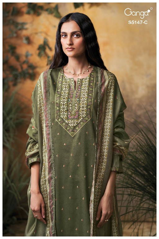 GANGA YUVIKA S5147 WHOLESALE PREMIUM COTTON CLASSIC UNSTITCH SALWAR SUITS SUPPLIER