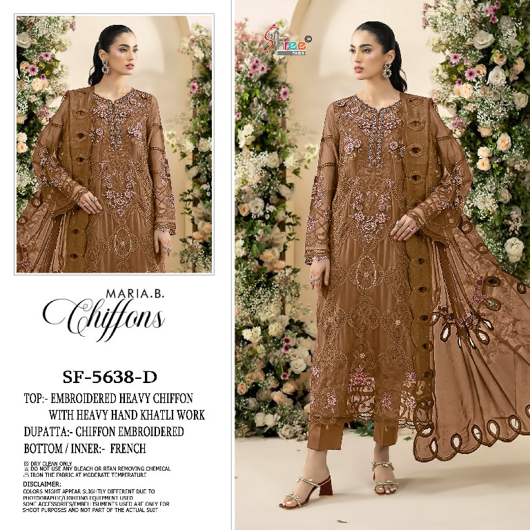 SHREE FABS D.NO 5638 WHOLESALE CHIFFON PAKISTANI HIT DESIGN UNSTITCH SALWAR SUITS EXPORTER