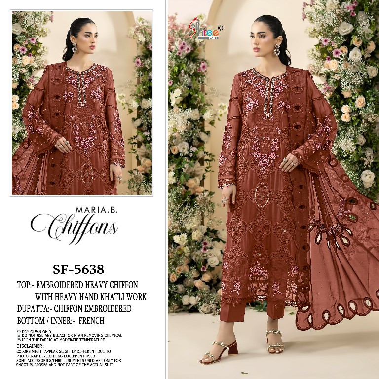 SHREE FABS D.NO 5638 WHOLESALE CHIFFON PAKISTANI HIT DESIGN UNSTITCH SALWAR SUITS EXPORTER