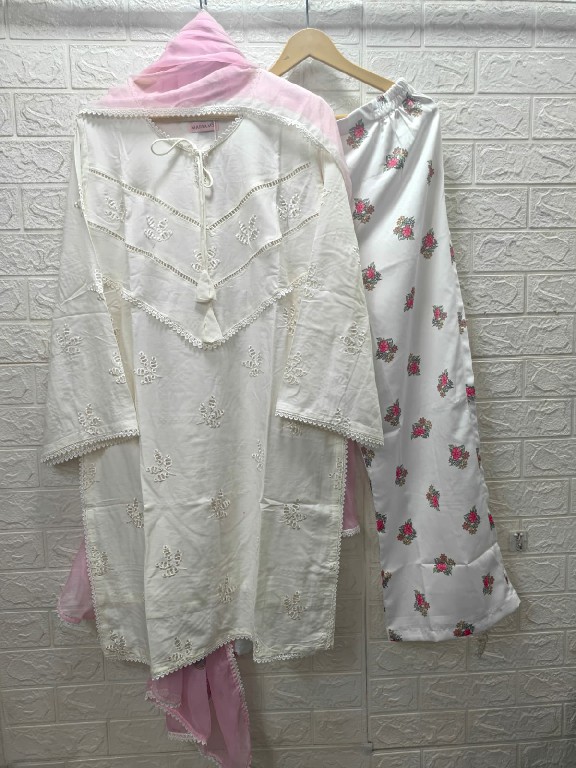 TEXTILEDEAL D.NO M-56 WHOLESALE READYMADE RAYON SHOP TRENDY 3 PCS COMBO SET SUITS SUPPLIER