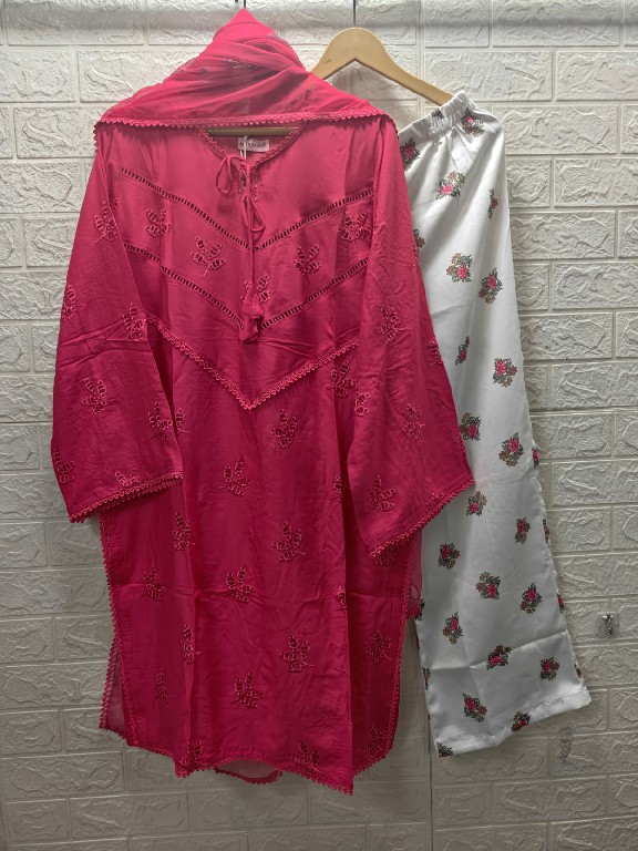 TEXTILEDEAL D.NO M-56 WHOLESALE READYMADE RAYON SHOP TRENDY 3 PCS COMBO SET SUITS SUPPLIER